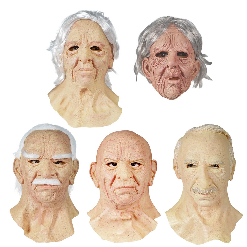 21 New Style Halloween Fashion Elderly Latex Mask Head Cover Realistic Effects Carnival Party Head Cover