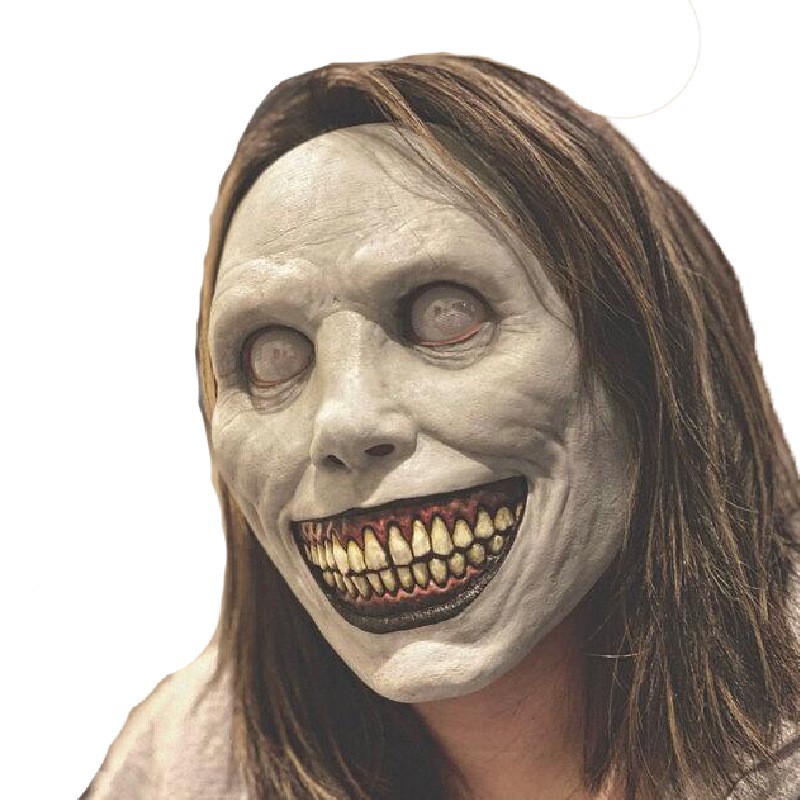 Mask Cos Smile Exorcist White Eyes Funny Latex Half Face Head Cover Halloween Horror Mask