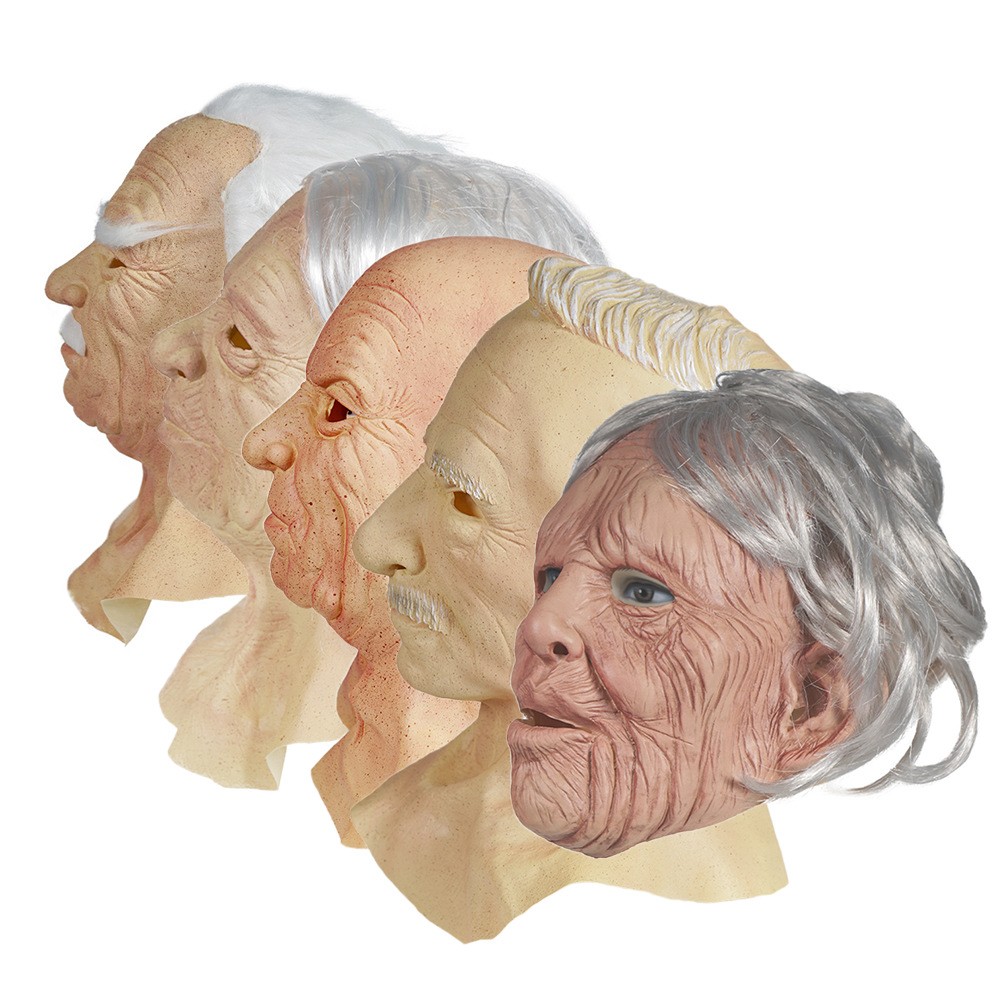 21 New Style Halloween Fashion Elderly Latex Mask Head Cover Realistic Effects Carnival Party Head Cover