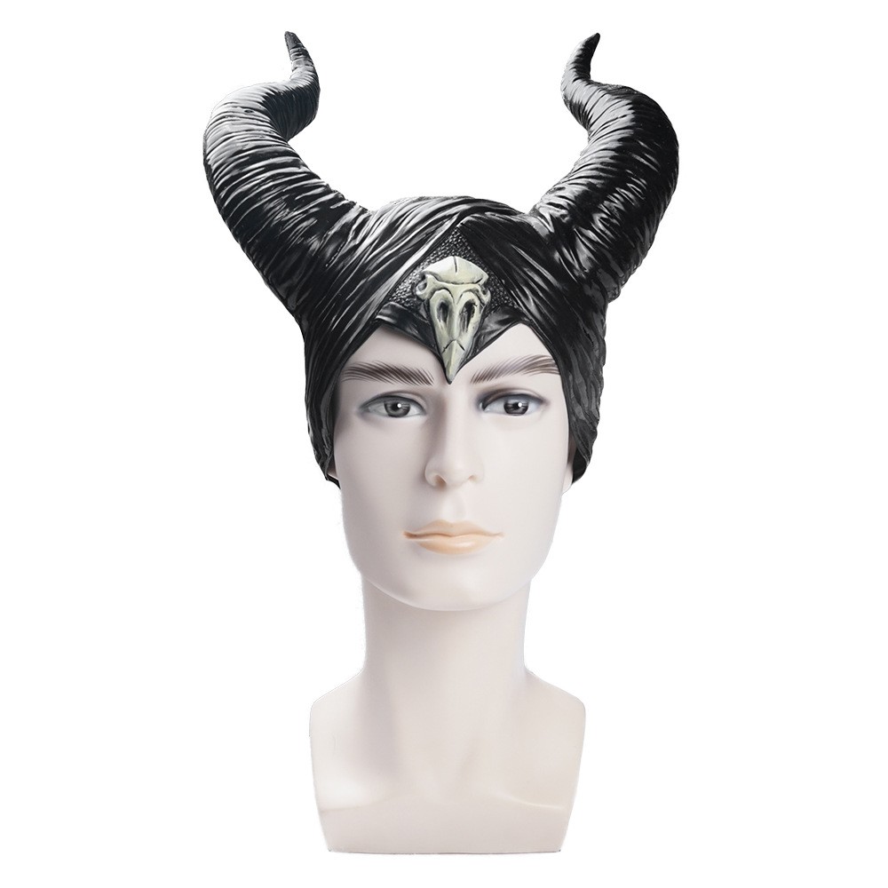 Halloween Demon Stream Bar Party Cos Sleeping Curse Sleeping Beauty Witch Black Horn Head Cover Mask
