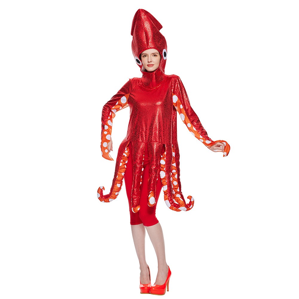 New Style Halloween Adult Squid Costume Costume Marine Life Party Onesuit Funny Cosy Costume