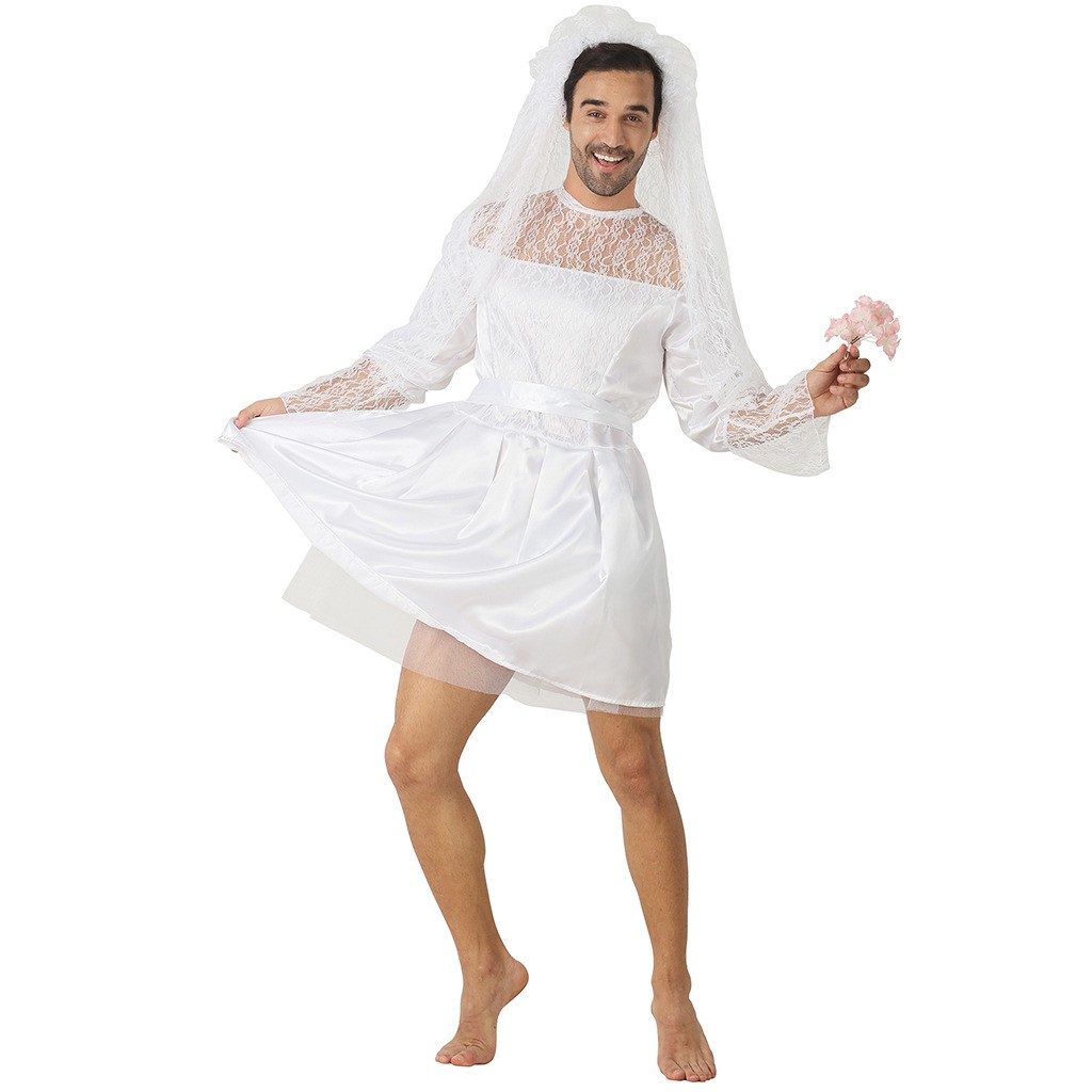 Male Man Bridal Costumes Festive Party Stage Show Costumes Crossdressing Men\'s Wedding Dresses