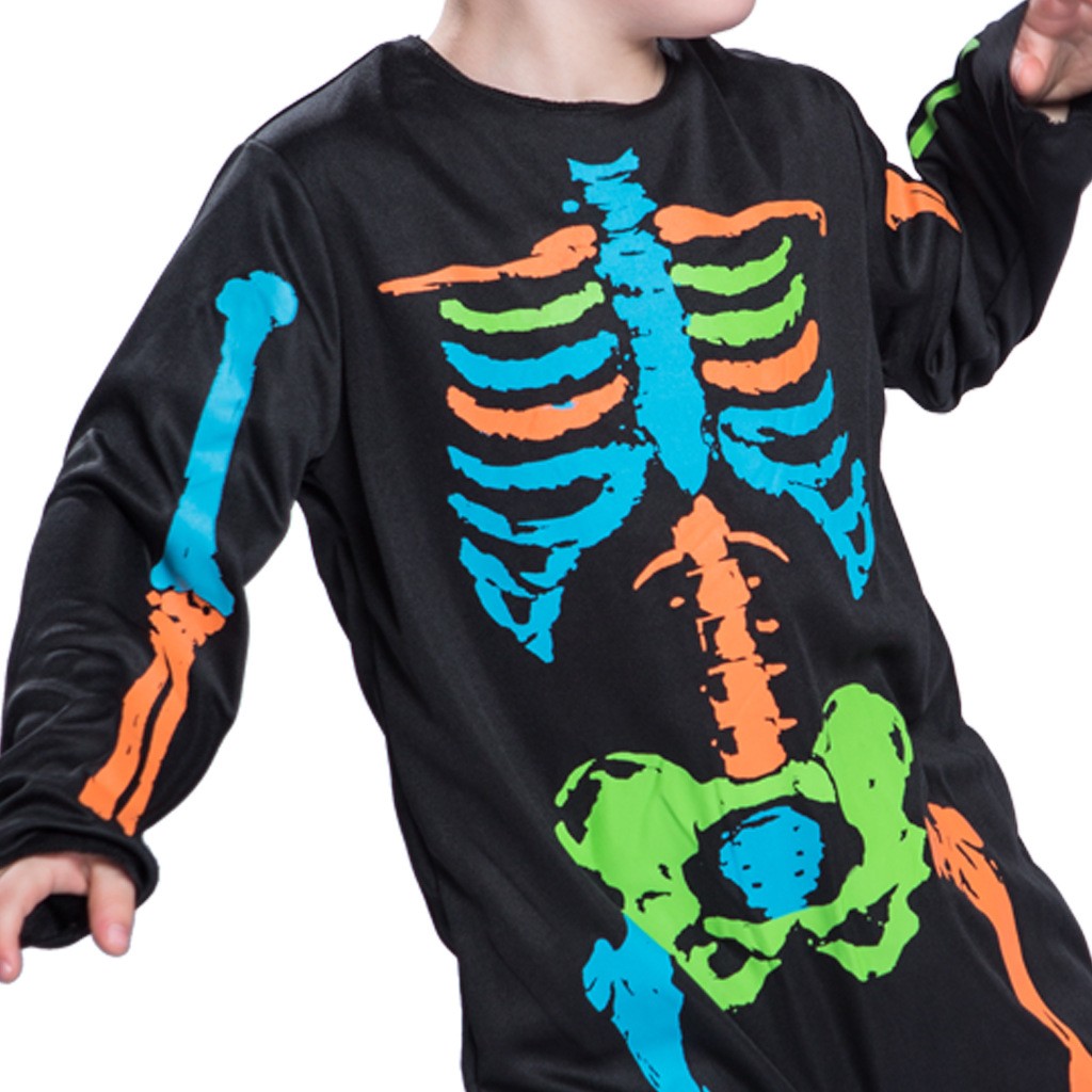 Halloween Costume Dress Unisex Kids Colorful Skull Skeleton Jumpsuit Party Cosplay Costume