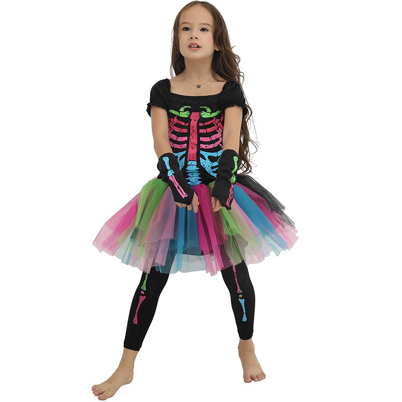 Halloween Halloween Halloween Colorful Female Skeleton Costume Supply