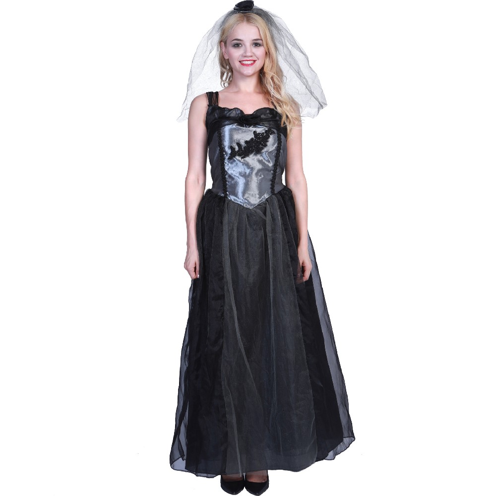 Halloween Dress Up Black Ghost Bride Costume Halloween Holiday Party Cosplay Costume