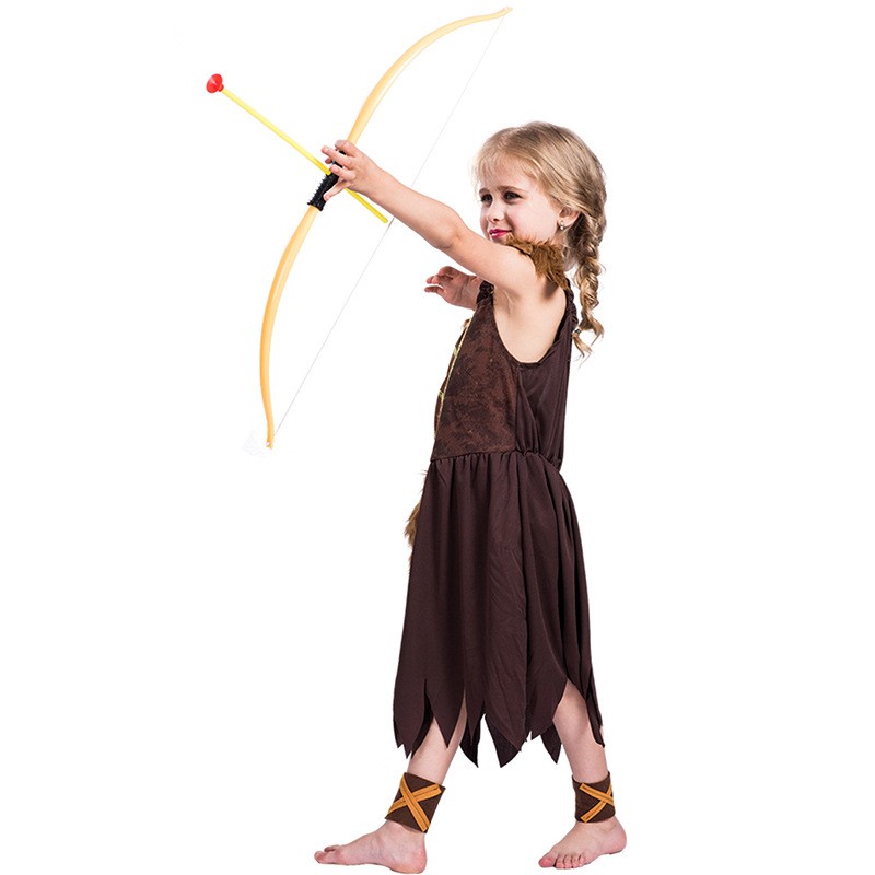 Barbarian Tribe Little Huntress Costume Halloween Kids Dress Up Cute Styling Stage Show Costumes