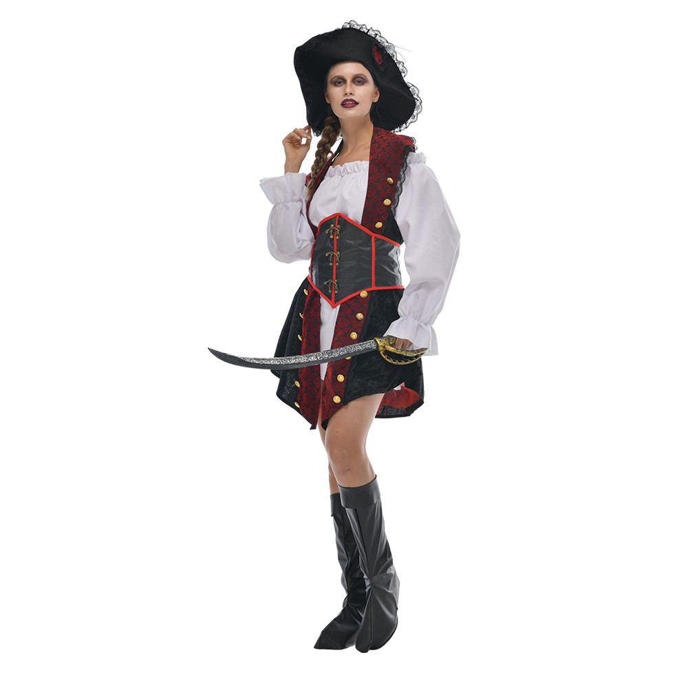 2021 New Style Halloween Play Costume Fashion Pirate Lady Dress Up Costume Stage Role Party Cosplay