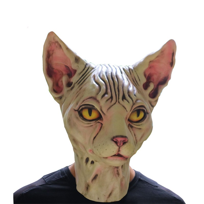 Funny Video Hot Latex Mask Cold Cat Demon Mask Stage Bar Whole Personality Latex Head Cover Mask