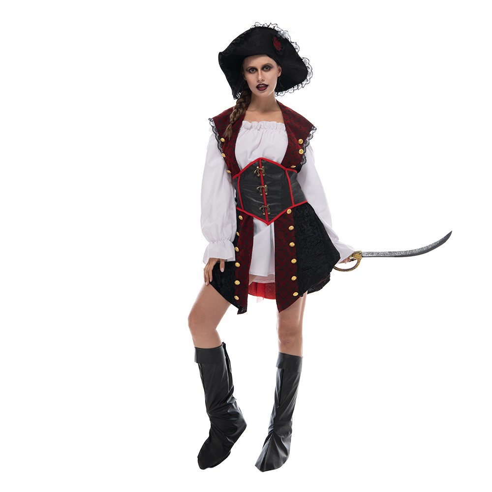 2021 New Style Halloween Play Costume Fashion Pirate Lady Dress Up Costume Stage Role Party Cosplay
