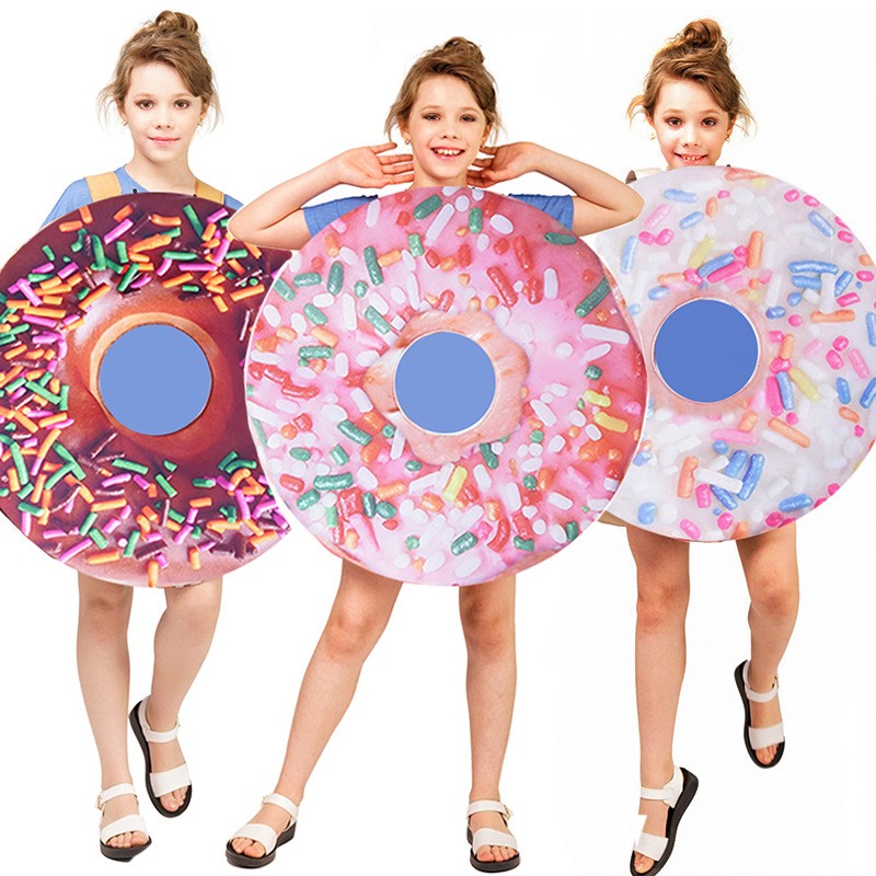 Halloween Kids Boy Women Funny Cosplay Costume Printed Donut Costume Cosplay Show Costumes