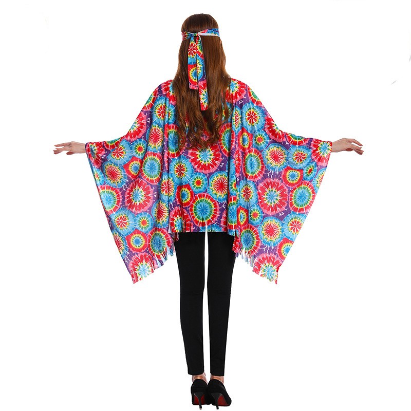 Adult Big Girl 70s Sunflower Hippie Cape Clothing Clothing Carnival Party Cos Vintage Hippie Women\'s Clothing