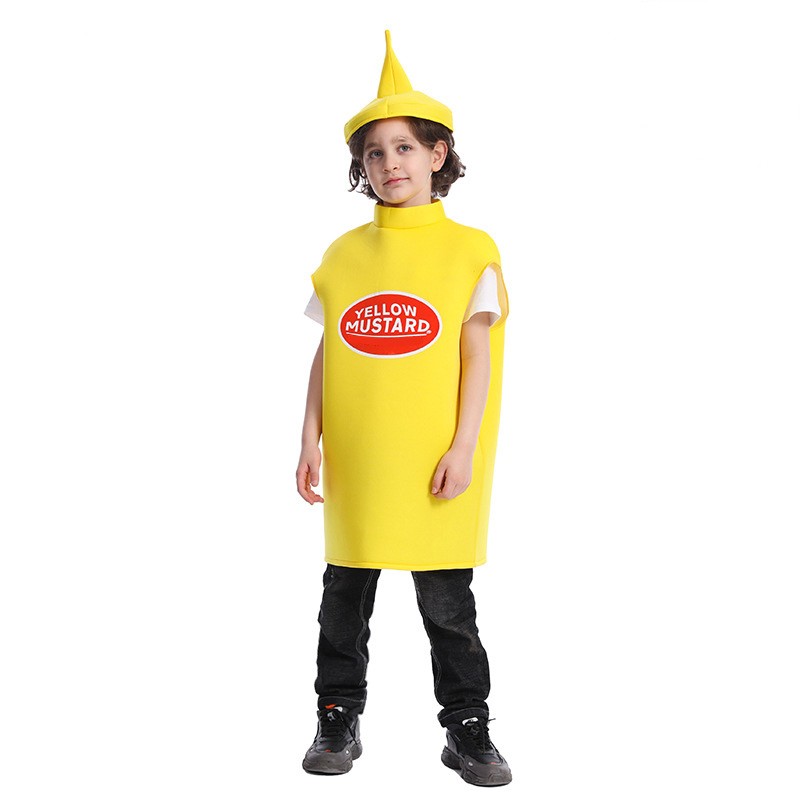 Kids Spoof Ketchup Mustard Costume Halloween Party Funny Ketchup Cosplay Costume