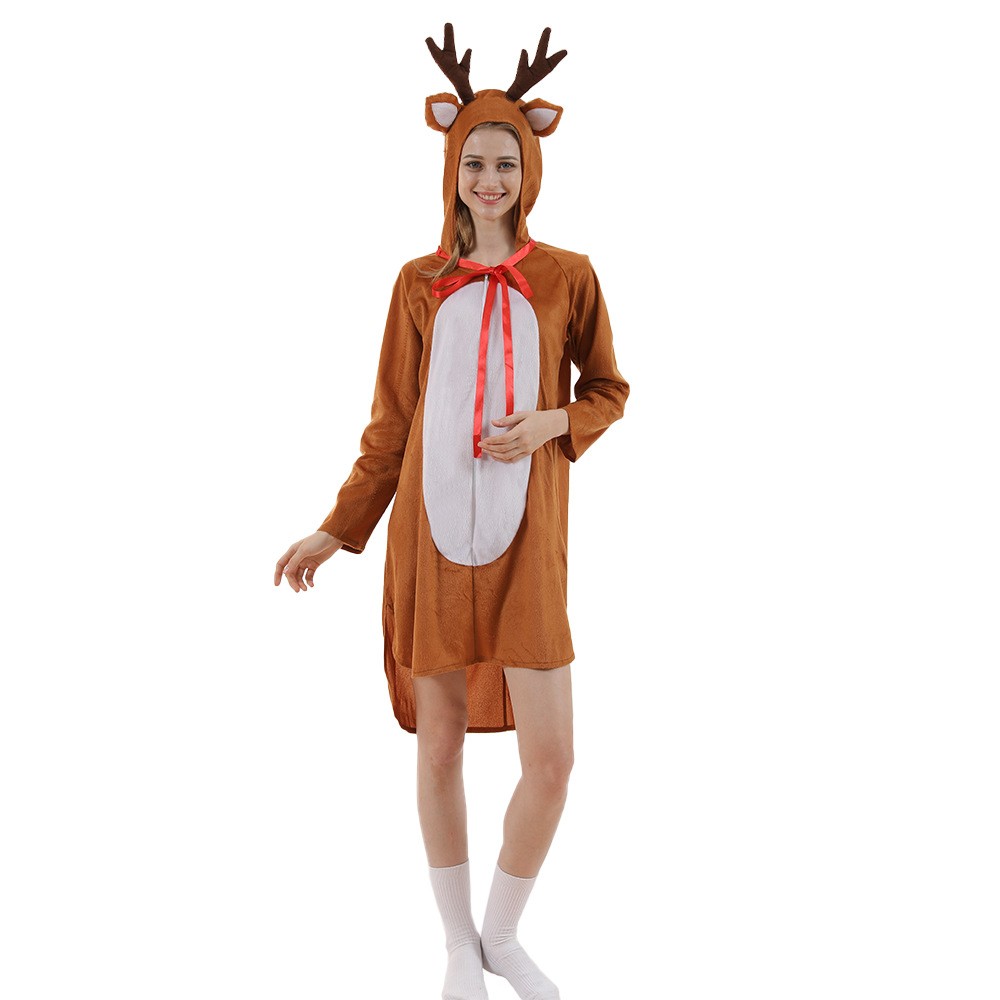 New Style Cute Reindeer Christmas Costume Party Bar Atmosphere Funny Costume Christmas Big Female Elk Play Costume