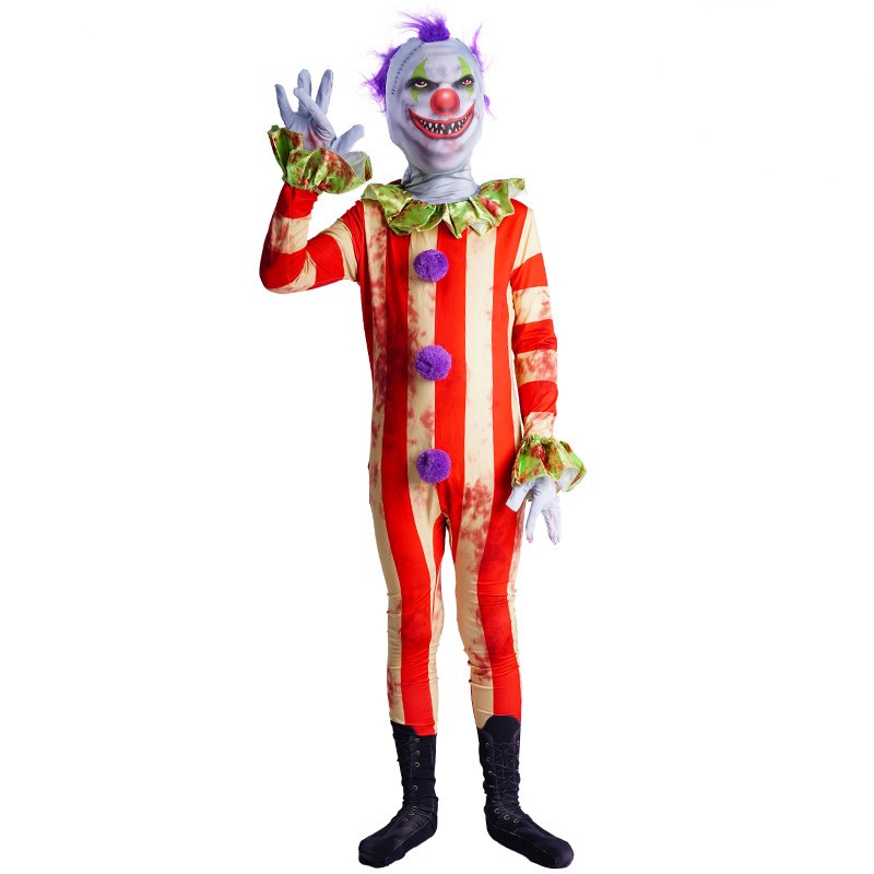 Children\'s Horror Clown Jumpsuit Halloween Masquerade Cosplay Characters Show Costumes