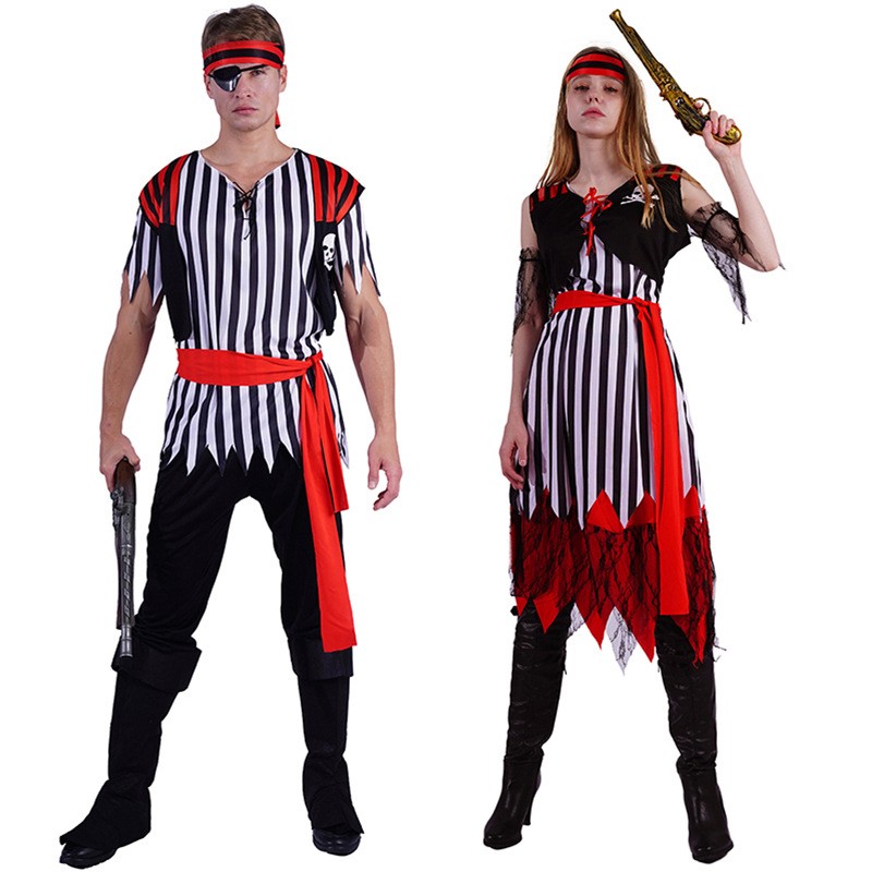 Adult Male and Female Couples Halloween Movie Pirate Party Costume Pirate Cosplay Costume Stage Show Costumes