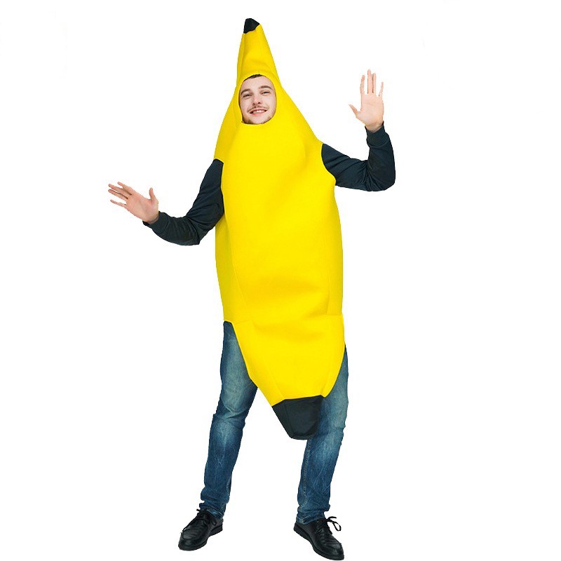 Adult Couple Halloween Spoof Banana Costume Funny Fruit Banana Carnival Stage Show Party Costume