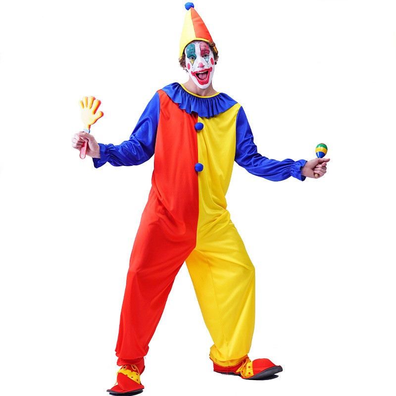 Halloween Adult Men Amusement Park Clown Party Costumes Funny Happy Male Clowns Cosplay Costumes