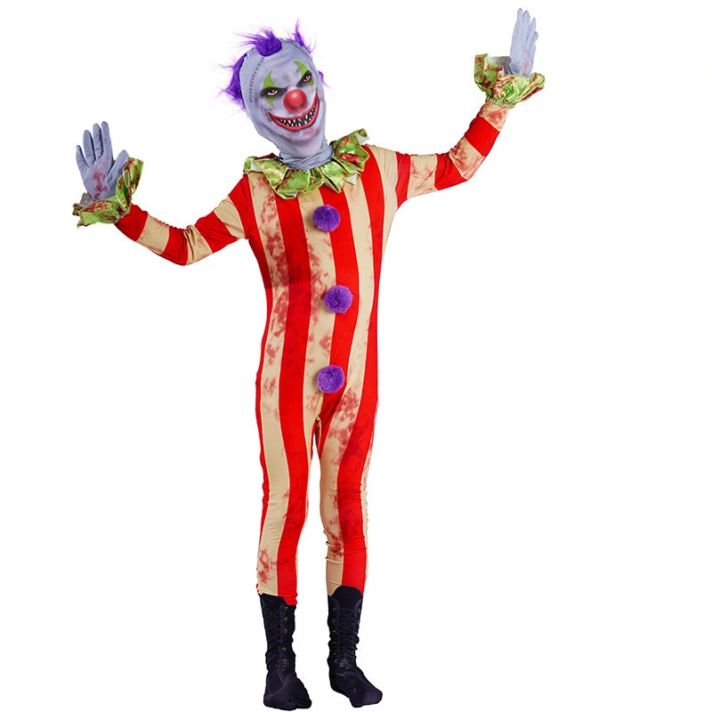 Children\'s Horror Clown Jumpsuit Halloween Masquerade Cosplay Characters Show Costumes
