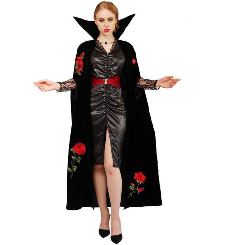 Halloween Rose Embroidery Vampire Cosplay Costume Stage Show Party Costume For Adult Male and Female Couples