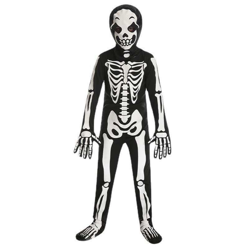Halloween Kids White Skull Ghost Bone Cosplay Costumes Stage Ghost Clothes One-piece Party Costume