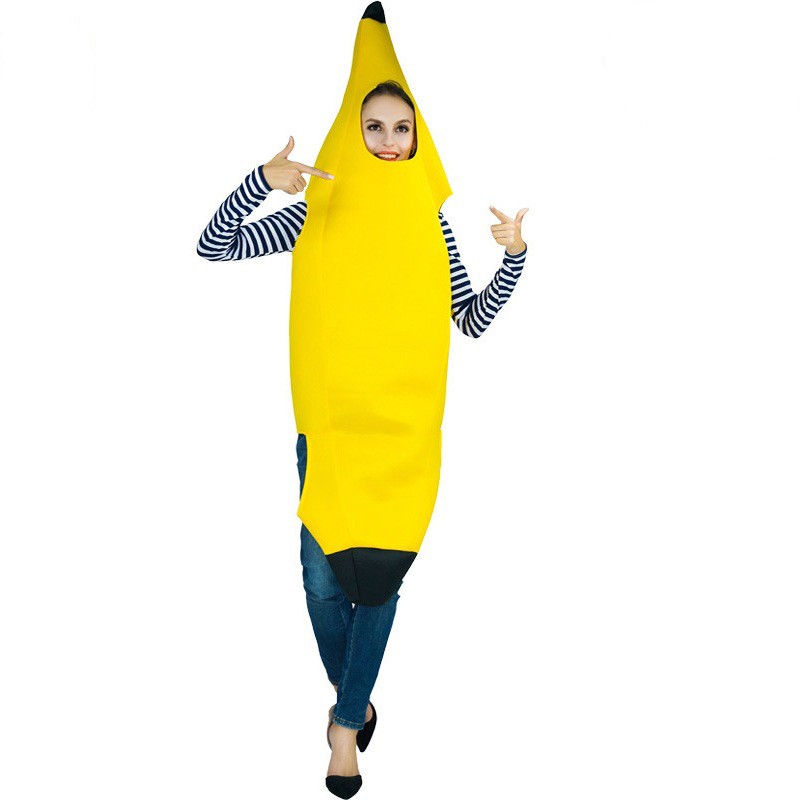 Adult Couple Halloween Spoof Banana Costume Funny Fruit Banana Carnival Stage Show Party Costume