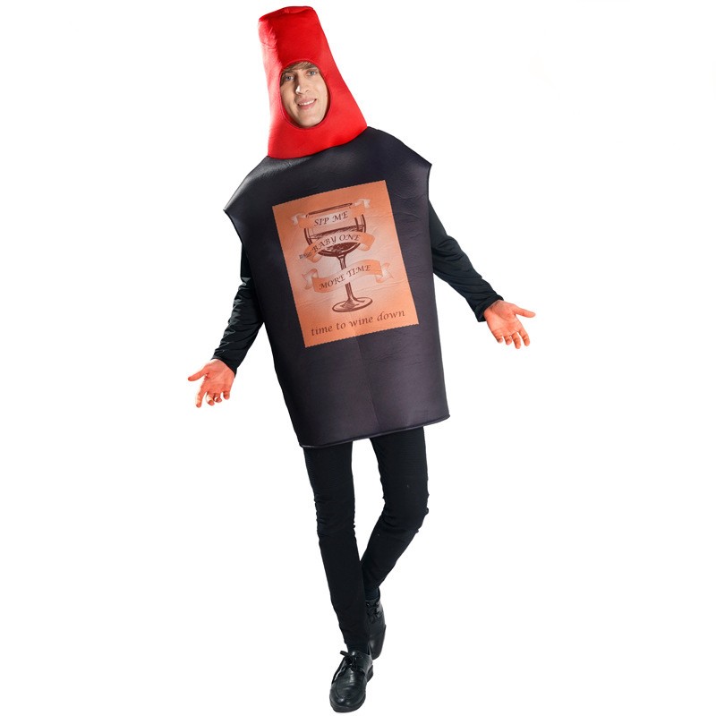 Halloween Adult Men and Women Couple Funny French Wine Bottle Party Costume Spoof Bottle Cosplay Costume