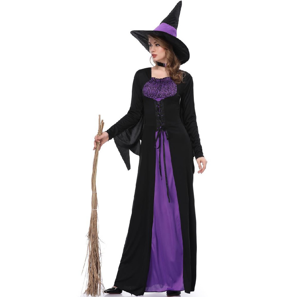 S-xl Halloween Witch Costume Purple Vampire Witch Costume Women\'s Costume Prom Show Costume Dress