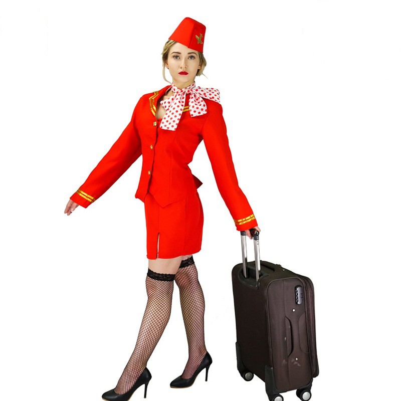 Big Female Flight Attendant Costume Stage Costumes Party Costume Cosplay Costume