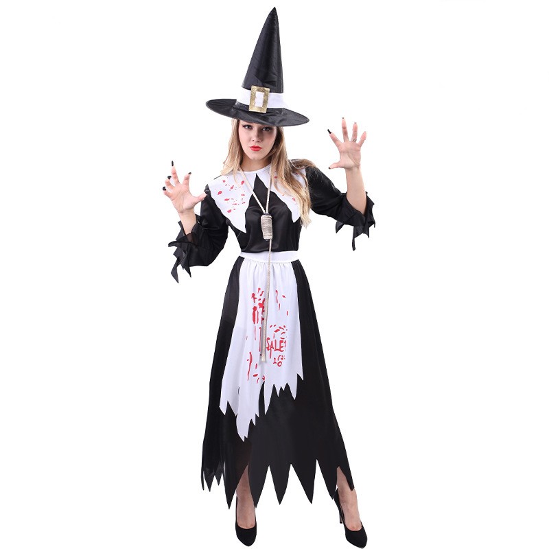 Adult Women Halloween Bloodstained Witch Party Costumes Cosplay Costume Show Costumes