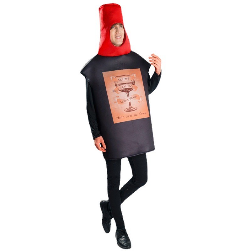 Halloween Adult Men and Women Couple Funny French Wine Bottle Party Costume Spoof Bottle Cosplay Costume