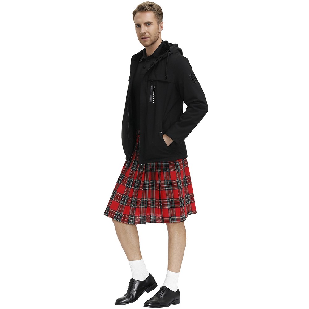 M-xl Men\'s Plaid Skirt Scottish Holiday Dress Men\'s Check Pleated Skirt Boy\'s Skirt Stage Performance Skirt