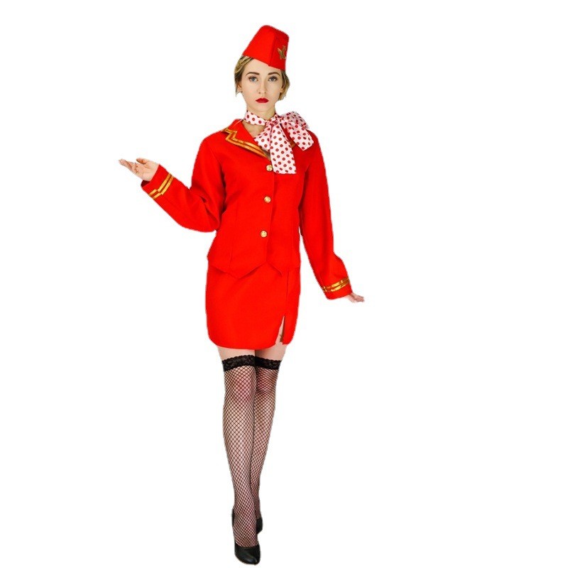 Big Female Flight Attendant Costume Stage Costumes Party Costume Cosplay Costume