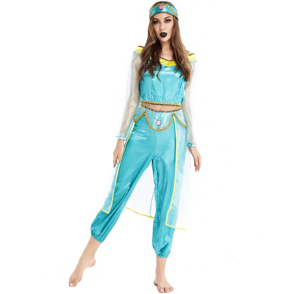 M-xxl Aladdin Magic Lamp Princess Jasmine Dress Cos Game Costume Halloween Costume