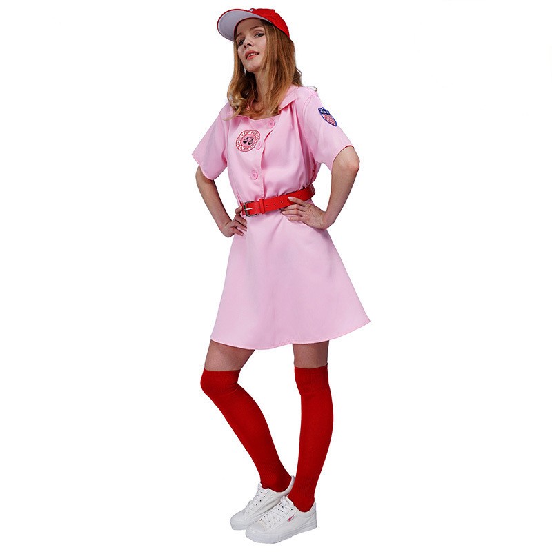 Adult Girls Pink Baseball Costume Suit Casual Sports Costume Masquerade Cosplay Costume