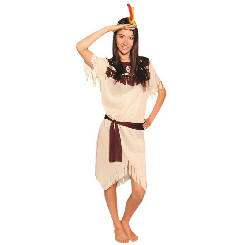 Halloween Women Grey Indian Savage Costume Masquerade Cos Indigenous Show Costumes