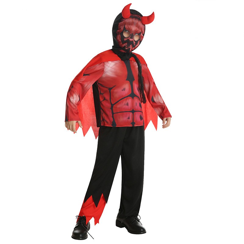 Kids Men Halloween Red Devil Costume Boy Death Cosplay Costume Party Stage Show Costumes