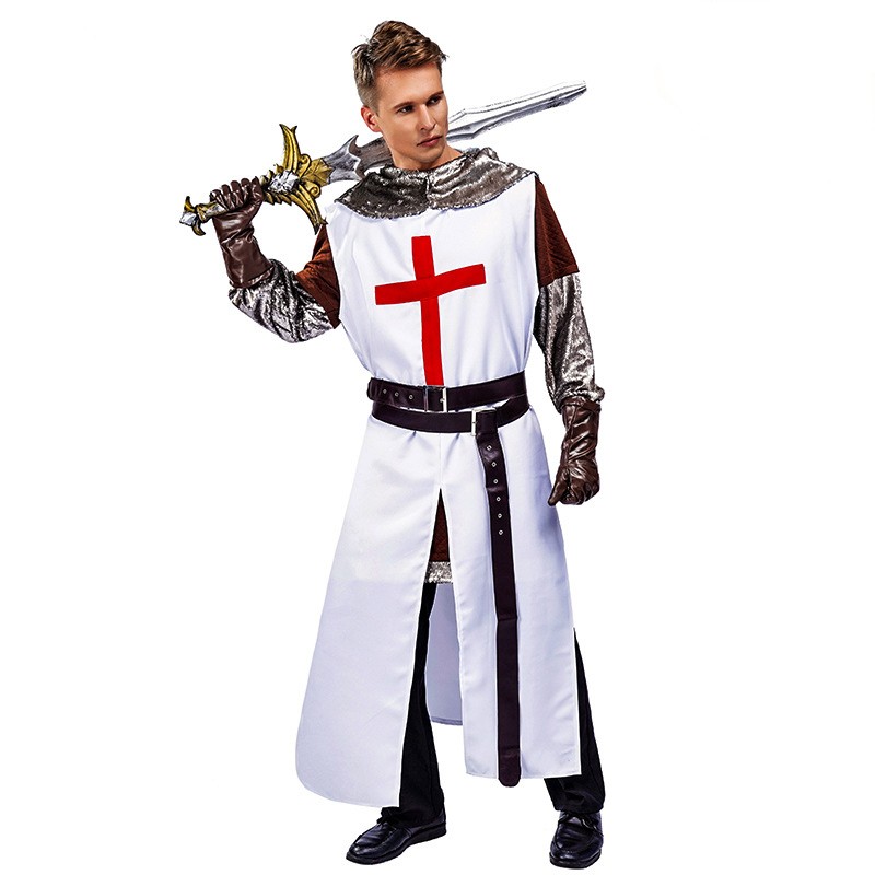Halloween Adult Men European Medieval Crusader Knight Costumes Male Man Samurai Stage Costumes