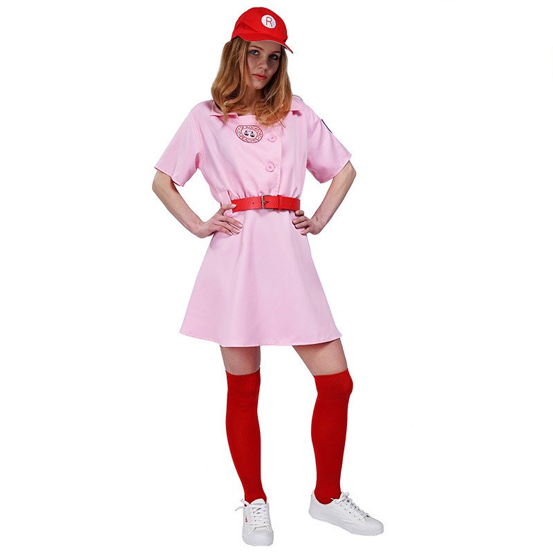 Adult Girls Pink Baseball Costume Suit Casual Sports Costume Masquerade Cosplay Costume
