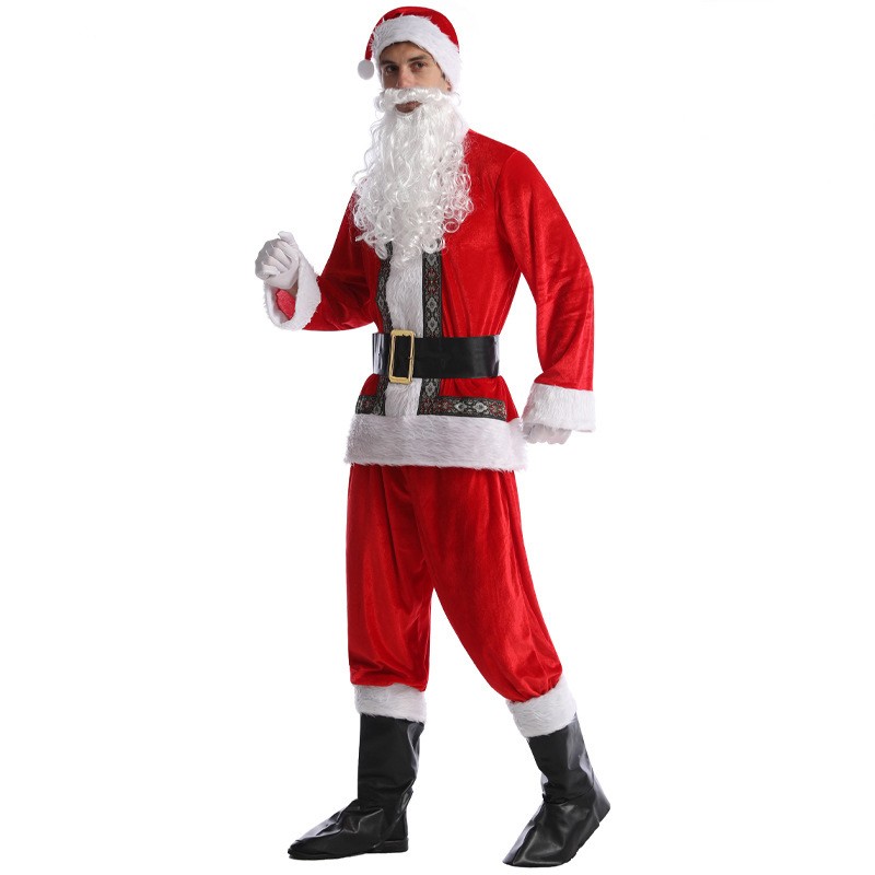 Santa Claus Cosplay Costume Golden Santa Claus Set Red Set Christmas Stage Show Costumes