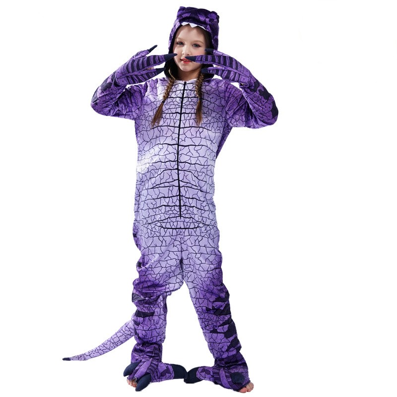 Halloween Kids Purple Tyrannosaurus Rex Cosplay Costume Masquerade Costume Tyrannosaurus Rex Stage Costumes