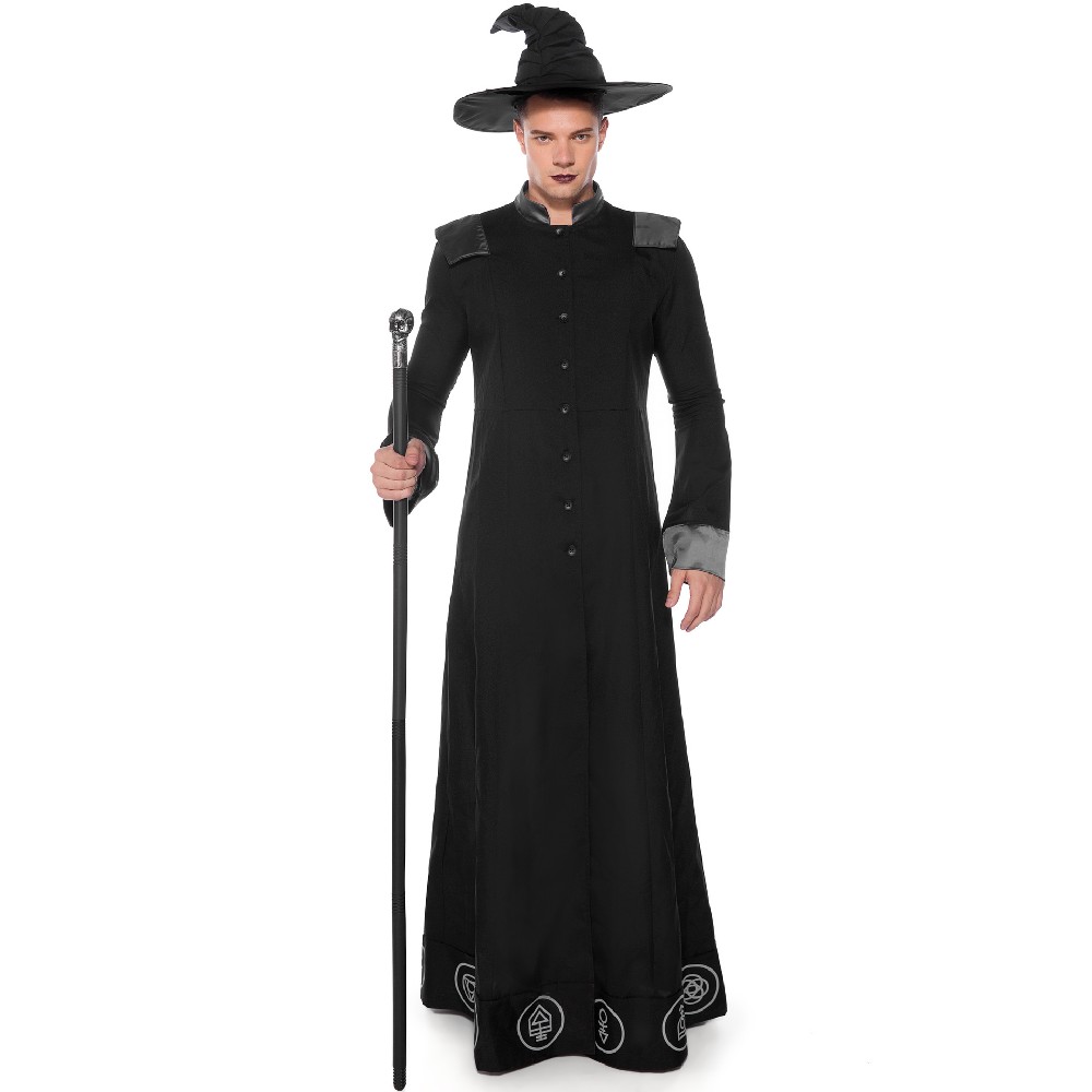 Witch Costume Men\'s Halloween Costume Priest Costume Stage Show Costumes Men Masquerade Wizard Costume