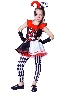 Children Women Plaid Clown Halloween Costume Demon Horn Dress Show Costumes Cosplay Party Costume