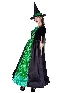 Halloween Adult Women Magic Witch Green Long Dress Cosplay Costumes Big Witch Party Costume