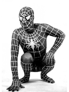 White Stripe Black Lycra Spandex Spiderman Catsuit - Spider Man 3 Costume