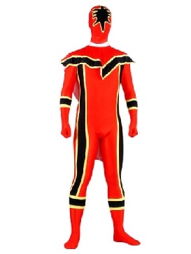 Black Red and Yellow Lycra Spandex Morph Tights Superhero Catsuit