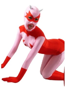 Unusual Suitable Pink and Red Lycra Spandex Super Hero Superhero Catsuit