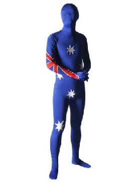 Pattern of Australian Flag Lycra Spandex Morph Zentai Unisex Zentai Suit Holiday Costume