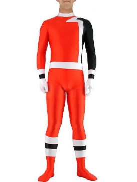 Red with Black Lycra Spandex Unisex Superhero Catsuit Holiday Costume