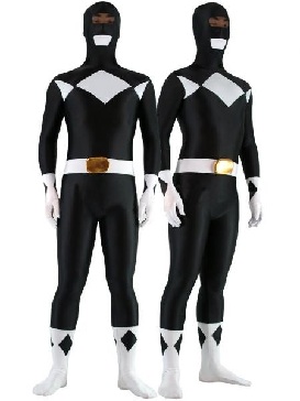 Black with White Lycra Spandex Unisex Costume Superhero Catsuit