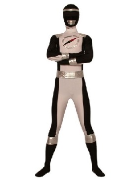Black and White Lycra Spandex Costume Superhero Catsuit